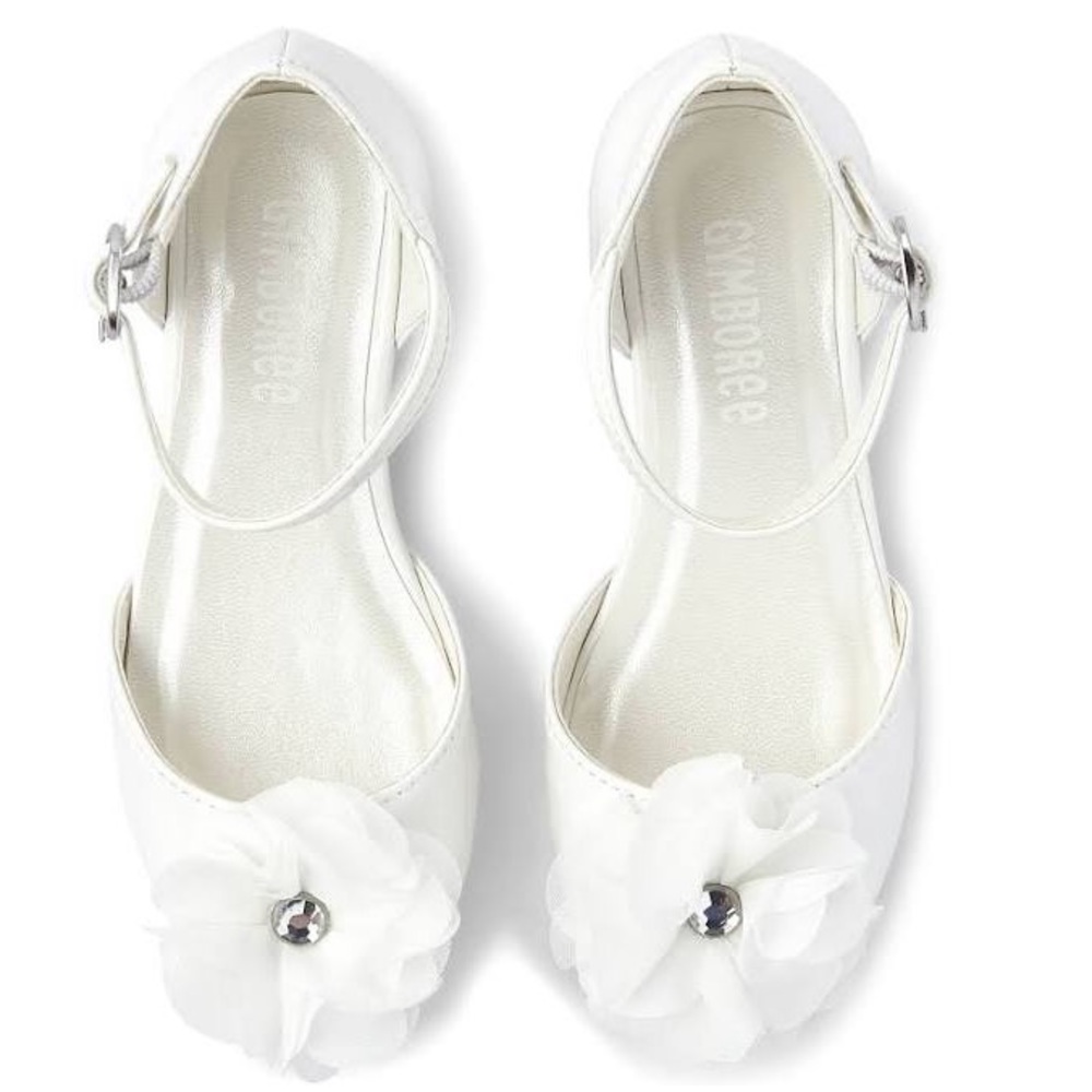 Gymboree Girls Flower Low Heel Shoes - White